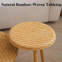 Tables basses gigognes rondes en bambou naturel tressé avec finition laquée, faciles à assembler, durables et modernes, pour salon, meubles de maison