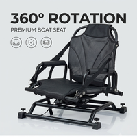 Siège de kayak professionnel pivotant à 360° en maille respirante avec accoudoirs, base pliable pour bateau de pêche