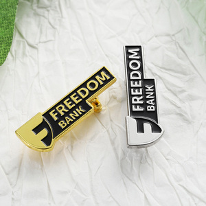 Broches de Moda 3D de Alta Calidad con Logotipo de Marca Empresarial, Chapados <span class=keywords><strong>en</strong></span> Oro y Plata, de Aleación de Zinc, con Letras Metálicas - Product Image 2