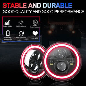 Phare LED 7 pouces avec anneau lumineux rouge, bleu, vert, DRL 6000K, pour Wrangler, universel, 3000LM, ampoule H4, 30W, 12V - Product Image 4