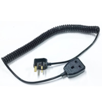 Cable Espiral Enrollado con Enchufe UK a Enchufe UK de 3 Pines, Cable de Extensión Retráctil