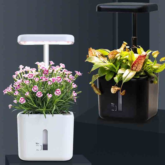 Best Selling Indoor Smart Pots Planter Box With Intelligent LED Grow Light Planter for Home Gardening