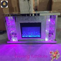 Cheminée électrique LED avec diamant écrasé Meuble à miroir EV accent