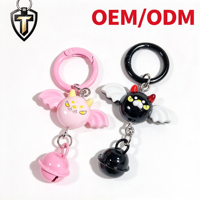 Porte-clés en plastique léger, style couple, motif elfe diable de dessin animé mignon, pour Halloween, breloque de sac noire, vente en gros