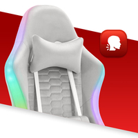 Livraison gratuite Nouvelle chaise de bureau colorée avec éclairage LED Chaise Gamer professionnelle E-sports Gris Blanc Tissu RGB LED Chaise de jeu