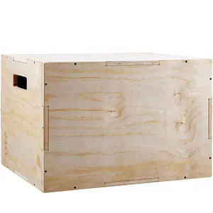 Caja pliométrica de madera para entrenamiento de saltos, caja de madera para gimnasio en casa, antideslizante, 3 en 1