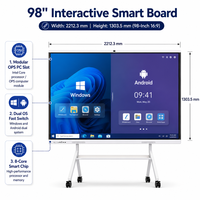 Tableau blanc interactif intelligent à écran plat infrarouge mural de 98 pouces, système double, pour l'école et le bureau