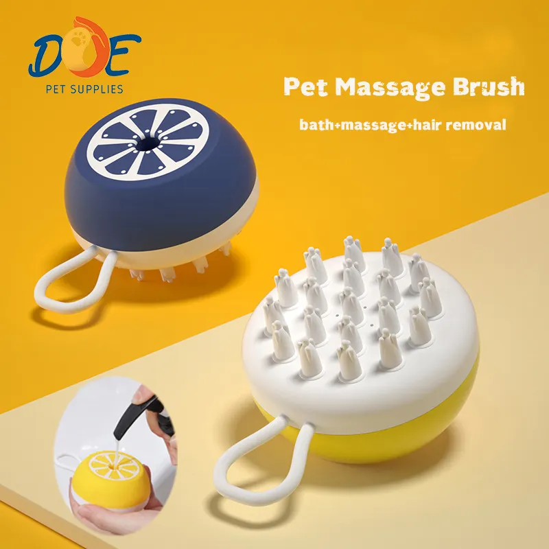Doe Pet LOGO özelleştirmek Pet fırçalar banyo masaj fırçası 3 In 1 köpek bakım silikon duş fırçası kedi evcil banyo ürünleri için