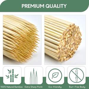 Brochetas Redondas de Bambú Desechables de Alta Calidad para Barbacoa, Personalizadas, de 20 cm, 25 cm, 30 cm, 35 cm y 40 cm - Product Image 2
