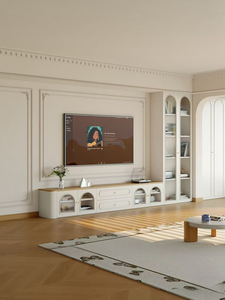 خزانة تلفزيون بتصميم فرنسي كريمي 2026 مع وحدات تخزين لغرف المعيشة في الشقق، مباشرة من المصنع - Product Image 5