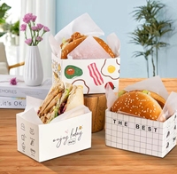 Boîte d'emballage pour sandwich, boîte d'emballage pour toast épais aux œufs pour le petit-déjeuner, plateau en papier pour pâtisserie occidentale coréenne