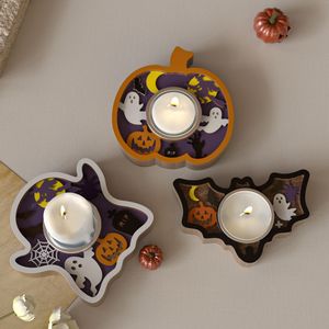 Cimento De Gesso Halloween Pumpkin Candle Holder Silicone Mold Adequado para Ghost Bat Candle Cup Mold Decoração Para Casa - Product Image 3