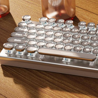 Set Keyboard Mekanik Berkabel/Nirkabel Gaya Retro Punk E104 Keyboard Mini Portabel untuk Gaming dengan Lampu Putih/Pelangi