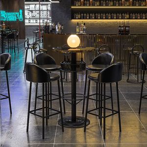 طاولة بار صناعية عتيقة للنوادي الليلية والكاراوكيه، مستديرة أو مربعة بقطر 60 سم، ذهبية مع سطح رخامي أسود، طاولة كوكتيل عالية مع تخزين - Product Image 4