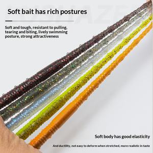 Señuelo de goma suave Luya de 8 piezas, tipo gusano de cola recta, flotante, de 12 cm, para perca, con anzuelos, envasado en bolsa - Product Image 4