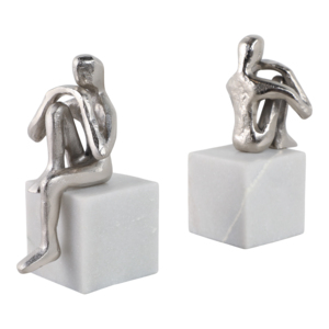 Fermalibri decorativi con statuetta scultorea in metallo su base in marmo per decorare la libreria, accessori per libri - Product Image 3