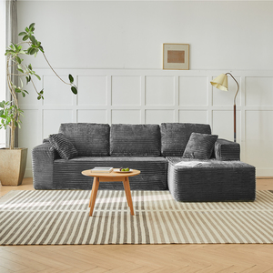 Divano Letto Modulare a L di Alta Qualità, Moderno, Componibile, <span class=keywords><strong>Verde</strong></span>, per Soggiorno di Appartamento, in Tessuto Chenille - Product Image 1