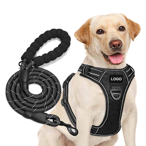 Harnais et laisse pour chien en néoprène hautement réfléchissant, personnalisés, résistants, réglables, de luxe, anti-traction - Product Image 1