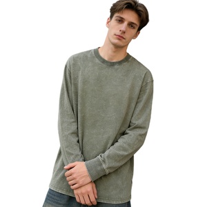 เสื้อยืดแขนยาวสไตล์วินเทจฟอกสี รุ่นใหม่ TKAN1005D ผ้าฝ้าย 100% ทรงหลวม สตรีทแวร์ ราคาประหยัด เสื้อยืดผู้ชาย - Product Image 1
