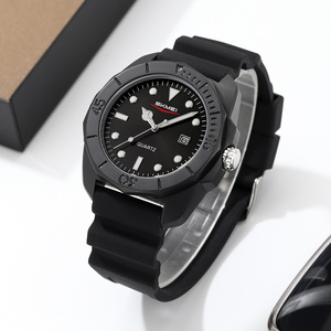 Men's round chronograph <b>watch</b> Luxury silicone <b>watch</b> strap 30M waterproof quartz <b>watch</b> Wholesale <b>watches</b> - Product Image 2