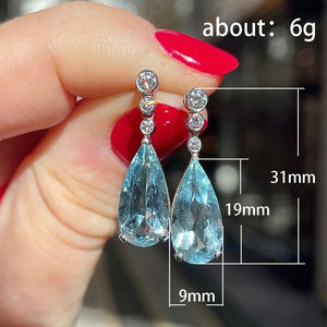 Orecchini a Goccia Blu, Eleganti Orecchini Pendenti a Goccia di Lusso Leggero per Donne - Product Image 3