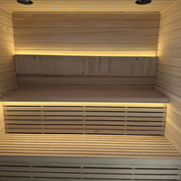 Sauna Exterior Moderna Personalizada de Vapor Seco con Construcción de Abeto y Tablero Carbonizado/WPC, Cabina de Jardín, Vestuario para Spa en el Patio Trasero