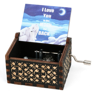 Hot Sale 8 Designs Custom Engraved Hand Crank Music <b>Box</b> DIY Wooden Music Boxes for Birthday Gifts - Product Image 3