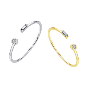 UM JEWELRY Bague ajustable pour femme en argent sterling 925 avec zircon taille émeraude serti en canal, plaqué or rhodié/platine - Product Image 2