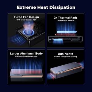 Boîtier <span class=keywords><strong>SSD</strong></span> NVMe M.2 UGREEN 40 Gbps [ Double puces intelligentes et ventilateur de refroidissement ] Boîtier NVMe en aluminium - Product Image 4