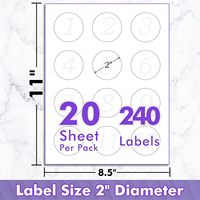 Étiquettes autocollantes circulaires brillantes imperméables en vinyle imprimables de 2 pouces pour imprimantes jet d'encre et laser, 240 étiquettes circulaires pour logo de marque et bouteilles