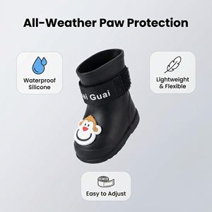 Botas de lluvia para perros Yearning Dog, suela suave, transpirables, de felpa, de goma, impermeables, antideslizantes, para exteriores (cuatro piezas de un conjunto) - Product Image 4