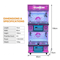 Machine à griffes 4 joueurs, double couche, panneau métal acrylique, armoire LED, jeu de poupées en peluche, boîte surprise, personnalisé japonais, garantie 1 an, espagnol