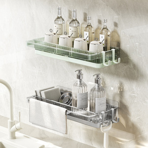 HeDou Sink Drain Rack Square Hanging Storage For Kitchen Bathroom Multi Purpose No Drill Gray Green - Product Image 2