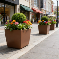 Jardinière fonctionnelle en métal avec système de drainage, grand pot à fleurs en acier pour jardiniers professionnels et parcs publics