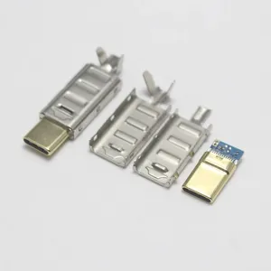 Usb 3.1 Type-C Solder Pcb Connector 24Pin Usb Port Usb C Male Plug Connector With Long Metal Housing Cover