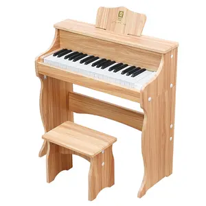 어린이를위한 25 키 디지털 전자 나무 피아노 장난감 의자 좌석이있는 그랜드 미니 피아노
