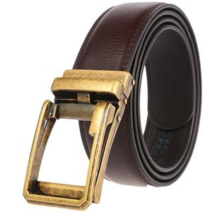 कस्टम लोगो काले भूरे रंग के बेल्ट स्ट्रैप डिजाइनर समायोज्य पट्टी स्वचालित शुद्ध वास्तविक चमड़े के बेल्ट बकल पुरुषों वास्तविक चमड़े के बेल्ट - Product Image 3