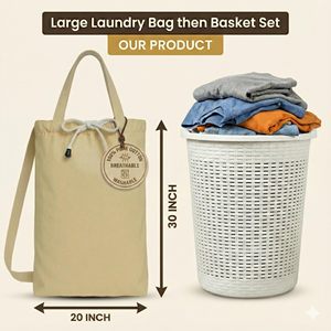 Heavy Duty Custom Logo 100% Natural Cotton <b>Laundry</b> <b>Bag</b> with Handle <b>Drawstring</b> Washable Export Quality Fabric <b>Laundry</b> <b>Bag</b> - Product Image 4