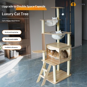 Árbol rascador para gatos todo en uno con cama, plataforma de salto y cápsula ahorradora de espacio, sin madera maciza - Product Image 1