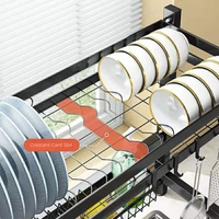 Support multifonctionnel en acier inoxydable à double étage pour la vaisselle et les bols de cuisine avec boîte d'égouttage Design moderne