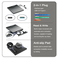 Nuevo HUB 7 en 1 con Unidad Óptica Externa USB 3.0 Tipo-C, Lector/Grabador de CD/DVD para Laptop y PC de Escritorio