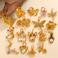 Pendentif LiCai DIY 3D en strass, libellule et lion |   Breloque vintage en acier inoxydable pour collier femme, bijoux en gros