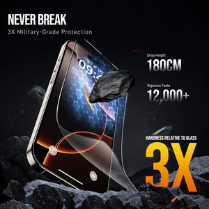 Installation facile, accessoires pour <span class=keywords><strong>smartphone</strong></span>, élimination de la poussière, film protecteur d'écran en verre trempé souple 9H, film céramique PET pour iPhone - Product Image 3