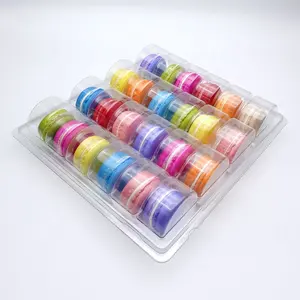 Macarons Blister Packaging Hot Sale 24 Pcs Macaron Cookie Clear PET Plastic Blister Tray Packaging For Display