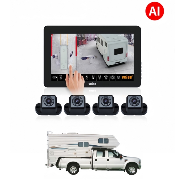 360 Surround View Camera System AHD 1080P Real-time Views & Recording Reverse Camera for School Bus Coach Motorhome Van RV