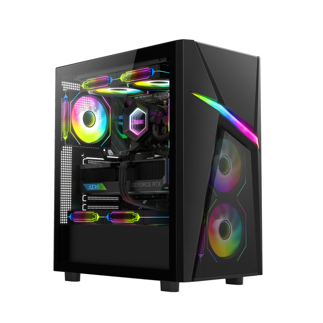 MQ Star Shine RGB Lighting 5mm Thickened Gaming PC Case, Tempered Glass Side View ATX Desktop E-sports Computer Chassis