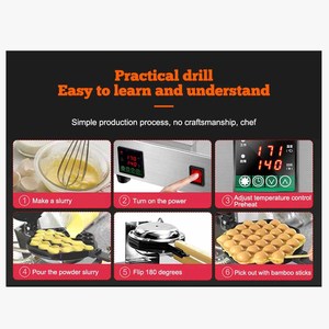 Máquina Comercial XEOLEO para Waffles de Huevo QQ Gofrera de Burbujas de Acero Inoxidable 1400W Máquina para Comida de Hong Kong - Product Image 6