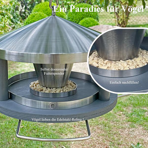 JH-Mech kuş evi asılı hava paslanmaz çelik asılı dekorasyon bahçe veranda kuş kafesi kuş besleyici - Product Image 3