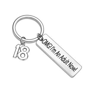 Cadeaux d'anniversaire drôles pour adultes Porte-clés 18e anniversaire <span class=keywords><strong>OMG</strong></span> Je suis un adulte maintenant Bijoux pour adulte 18e anniversaire cadeau Porte-clés en métal - Product Image 3