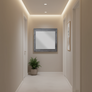 Miroir mural carré Db Vidalia, cadre en chêne, gris antique, design minimaliste, pour couloir, salle de bain, usage décoratif - Product Image 2